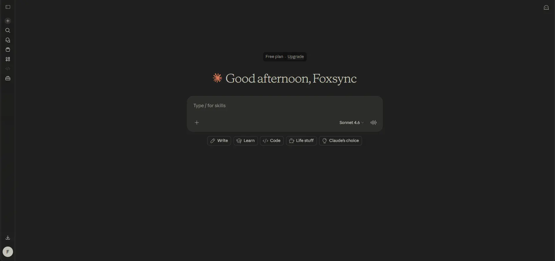 Claude dashboard showing the starting point before opening Customize and Connectors.